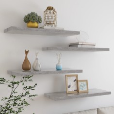 vidaXL Rafturi de perete suspendate,4 buc,gri beton,80x23,5x3,8 cm,MDF
