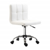 Cumpara ieftin HOMCOM scaun rotativ din piele sintetica, 46x51x76-88cm, alb | Aosom RO