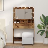 vidaXL Masă de toaletă cu lumini LED, stejar vintage, 79x41x135 cm