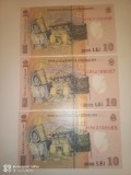 Bancnote 10 Lei, 1 Ianuarie 2018, 3 Serii Consecutive, 235K, Stare Buna, Rara