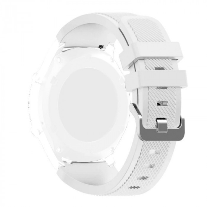 Curea silicon compatibila Samsung Galaxy Watch3, 45mm, telescoape Quick Release, 22mm, White