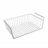 Suport metalic tip cos pentru depozitare sub raft Pufo pentru casa si bucatarie, multifunctional, 40 x 26 cm, argintiu