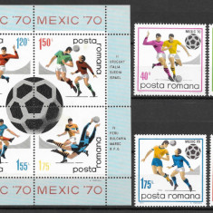 Romania 1970 - C.M. de Fotbal - Mexic, serie/colita nestampilat, MNH LP 721/721a