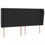 Cumpara ieftin Tablie de pat cu aripioare, negru, 183x23x118/128 cm, piele eco