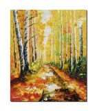 Cumpara ieftin Tablou cu mesteceni pictat manual, Calmitate, 60x50cm ulei pe panza