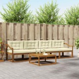 vidaXL Set de canapele de exterior cu pernă 5 pcs Natural și Crem 3367173