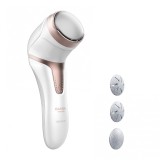 Pila electrica pentru calcaie Cecotec SkinCare Pure, wireless, 3 discuri, 2 viteze, indicator LED, functie aspiratie, tampoane detasabile, Alb