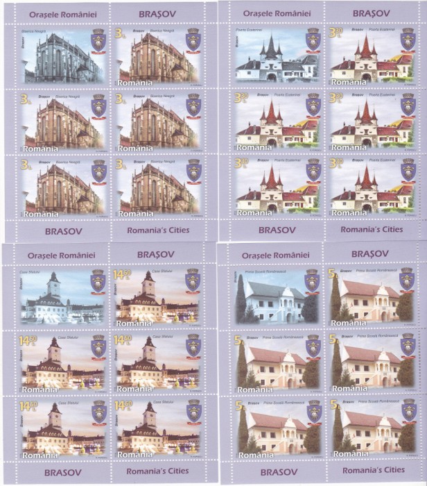 ORASELE ROMANIEI - BRASOV,MINISHEET,2016, MNH,ROMANIA.