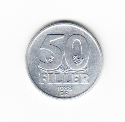 Moneda Ungaria 50 filler 1988, aproape necirculata, cu luciu foto