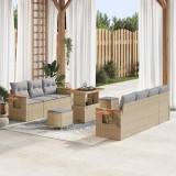 Cumpara ieftin Set de canapele pentru grădină cu pernă 10 pcs Bej Rattan poli