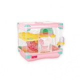 Cusca pentru rozatoare cu accesorii, roz, 28 x 21 x 25 cm