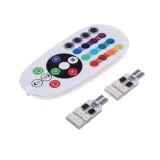 Set 2 becuri auto W5W/T10- 12 Smd RGB cu telecomanda