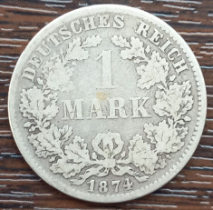 (A242) MONEDA DIN ARGINT GERMANIA - 1 MARK 1874, LIT. D, NECURATATA foto