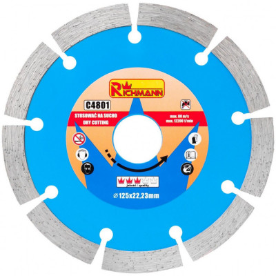 Disc diamantat segmentat, beton, taiere uscata, 125 mm/22.23 mm, Richmann foto