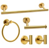 Set accesorii baie Brius&trade;, 5 piese, bara pentru prosoape, suporturi pentru halate, inel pentru prosoape de mana, suport pentru role de toaleta, montar