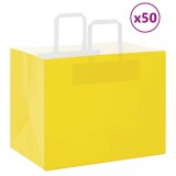 Cumpara ieftin Pungi de h&acirc;rtie 50 buc cu m&acirc;nere galbene 32x22x24 cm