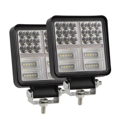 Set 2 x Proiectoare auto, patrate cu stroboscop, 174W, 58 Led-uri, 37mm foto