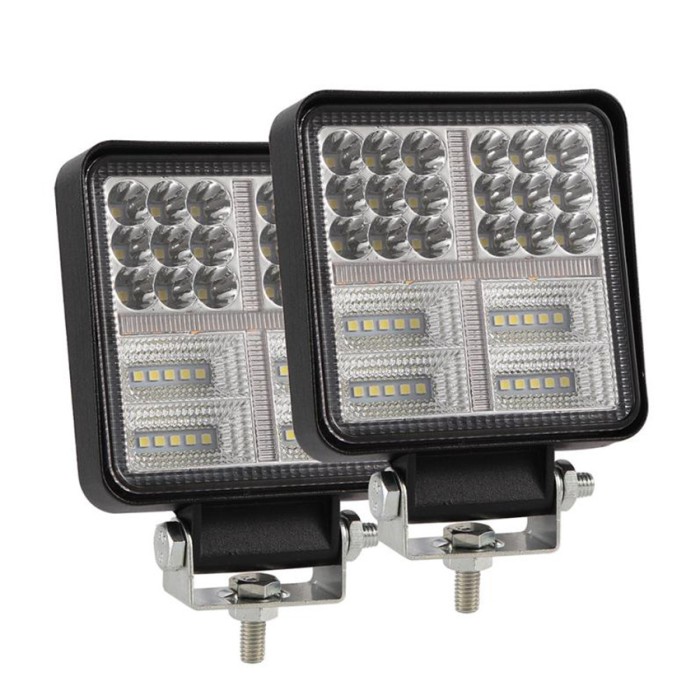 Set 2 x Proiectoare auto, patrate cu stroboscop, 174W, 58 Led-uri, 37mm