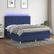 vidaXL Pat cu arcuri, saltea și LED, albastru, 160x200 cm, textil 3135771