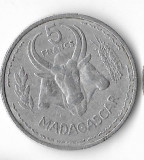 Moneda 5 francs 1953 - Madagascar, Africa, Aluminiu