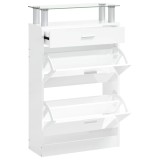 Pantofar, alb extralucios, 63x24x104 cm, lemn prelucrat