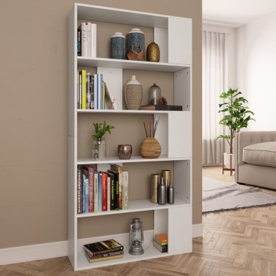 vidaXL Bibliotecă/Separator cameră, alb, 80x24x159 cm, lemn prelucrat foto