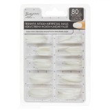 Set Unghii False, 80 Bucăți, Formă Stiletto, Culoare Albă, Oem
