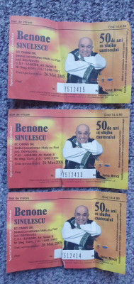 Pentru colectionari, 3 bilete spectacol aniversar Benone Sinulescu 26 mai 2005 foto