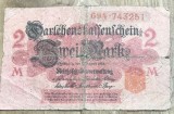 BNKSTR03DE Bancnotă Veche Germania 2 Mark 1914 (Darlehnskassenschein), Primul Război Mondial, Pentru Colecție / Numismatică