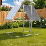 VidaXL Coteț pentru pui, argintiu și gri, 2x2x2 m, oțel galvanizat