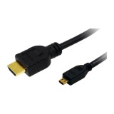 CABLU video LOGILINK, micro(D) HDMI (T) la HDMI (T) 1.4, 2m, conectori auriti, rezolutie maxima 4K (3840 x 2160) la 30 Hz, plastic, dublu ecranaj, neg