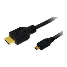 CABLU video LOGILINK, micro(D) HDMI (T) la HDMI (T) 1.4, 2m, conectori auriti, rezolutie maxima 4K (3840 x 2160) la 30 Hz, plastic, dublu ecranaj, neg