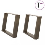 vidaXL Picioare pentru măsuță de cafea &icirc;n formă de U, 2 buc., oțel natural, 60 x (42-43) cm