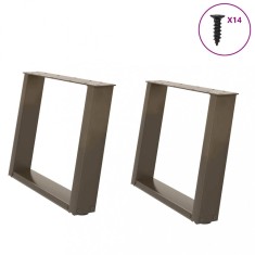 vidaXL Picioare pentru măsuță de cafea &icirc;n formă de U, 2 buc., oțel natural, 60 x (42-43) cm