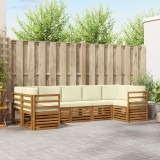 vidaXL Seturi de canapele 7 pcs Natural și Crem Lemn Solid de Acacia 3375390