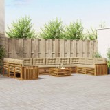 vidaXL Seturi de canapele 11 pcs Natural și Bej Lemn Solid de Acacia 3374248