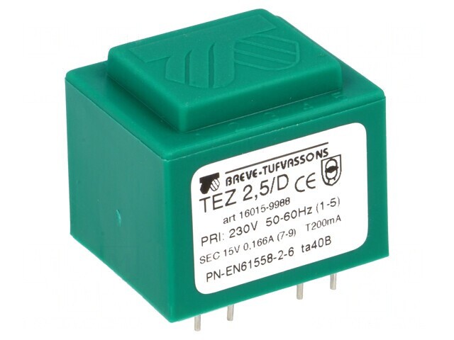 Transformator &Icirc;ncapsulat 2,5VA 230V 15V PCB