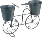 Suport decorativ pentru 2 ghivece MagicHome Mecco, bicicleta retro metalica gri, 50x15x37 cm
