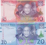 Bancnota Lesotho 10 si 20 Maloti 2024 - P26b/27b UNC ( set x2 - vezi descriere )