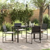 Cumpara ieftin Set de masă pentru grădină 5 pcs Negru Rattan poli
