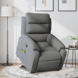 vidaXL Fotoliu de masaj rabatabil cu ridicare, gri &icirc;nchis, textil