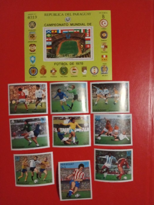 PARAGUAY, FOTBAL - COLIȚĂ + SERIE COMPLETĂ MNH