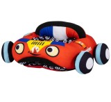 Fotoliu Puf Moale 3 in 1 pentru Bebelusi, Masinuta de Pompieri, din Plus, cu Roti Detasabile (Velcro), Suport Confortabil pentru Sedere si Joaca, +6m, Oem