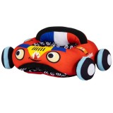 Fotoliu Puf Moale 3 in 1 pentru Bebelusi, Masinuta de Pompieri, din Plus, cu Roti Detasabile (Velcro), Suport Confortabil pentru Sedere si Joaca, +6m