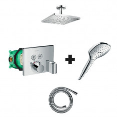 Set baterie de dus, Hansgrohe, ShowerSelect, cu para, suport pentru bara, furtun si palarie de dus