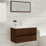 Gossi set mobilier de baie, 2 piese, stejar maro, lemn prelucrat