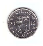 Moneda Mauritius 1 rupee 2016, stare foarte buna, cu luciu, curata