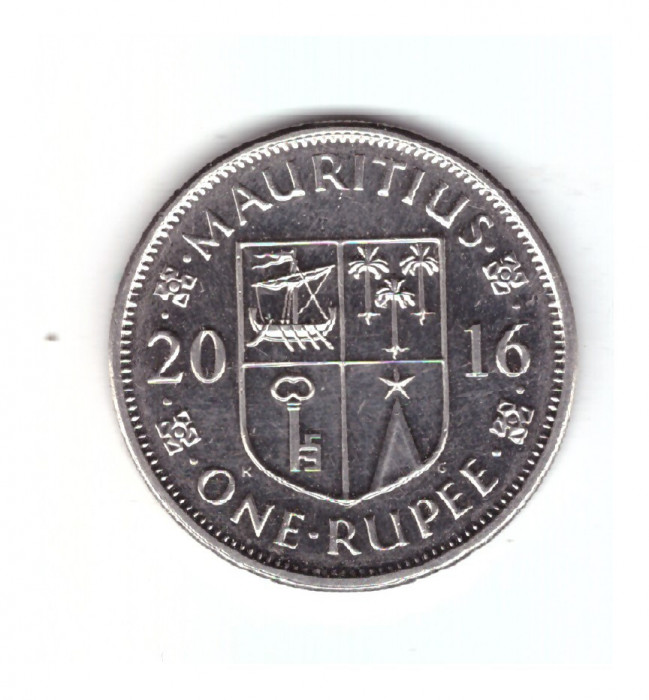 Moneda Mauritius 1 rupee 2016, stare foarte buna, cu luciu, curata