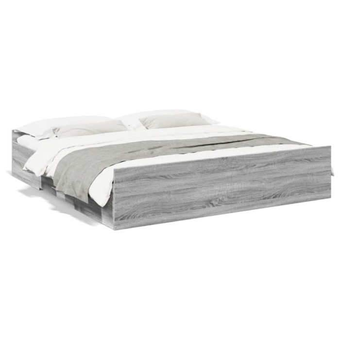 Gossi cadru de pat cu sertare gri sonoma 180x200 cm lemn prelucrat