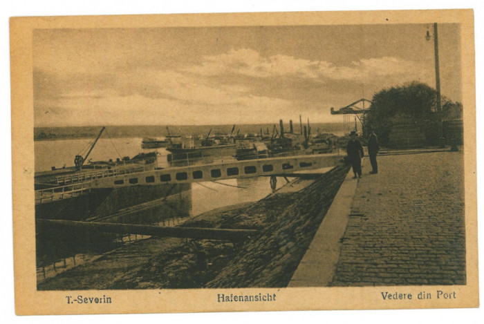 5381 - TURNU-SEVERIN, Harbor, Romania - old postcard - unused
